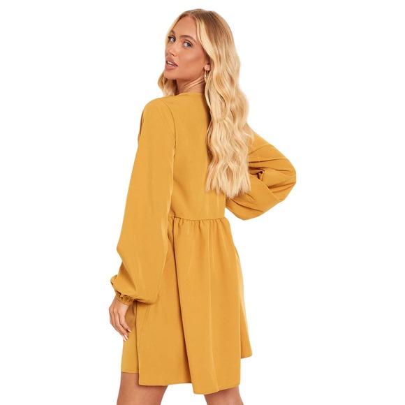 Boohoo NEW Womens Size 4 Long Sleeve Smock Flowy Dress in Black Button Through - Picture 8 of 10